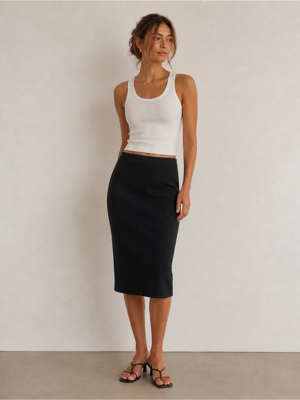 Aritzia Wilfred Lux Ponte High Waisted Pencil Skirt In Black Sz Small